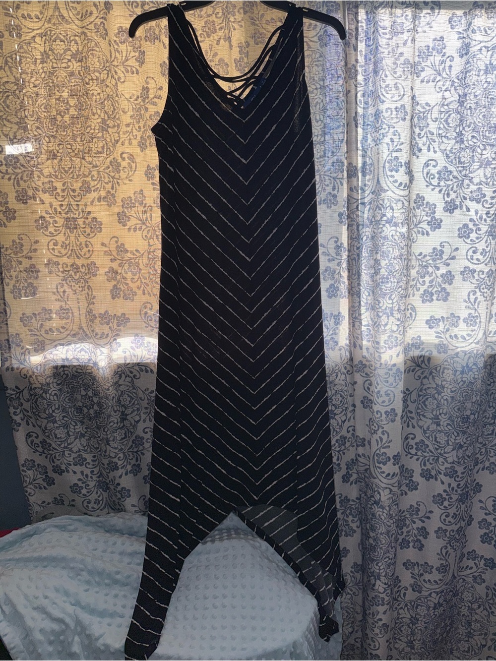 Apt. 9 Black Sleeveless Asymmetrical Chevron Maxi Dress